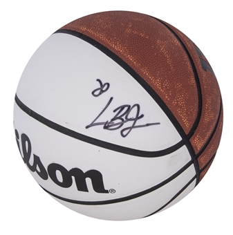 2002 LeBron James Signed Wilson Basketball From First Public Signing While a Junior in High School! (PSA/DNA & Newspaper Article Dated March 26, 2002)